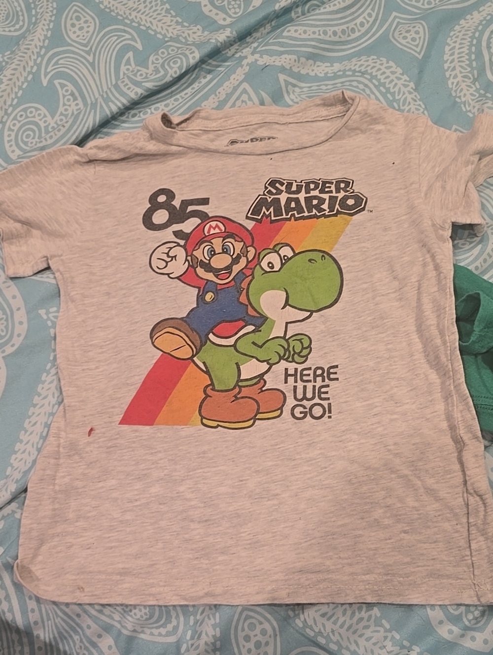 ❤️10/$13 Nintendo Super Mario Kids Tee - Light Gray with Red, Yellow, Green